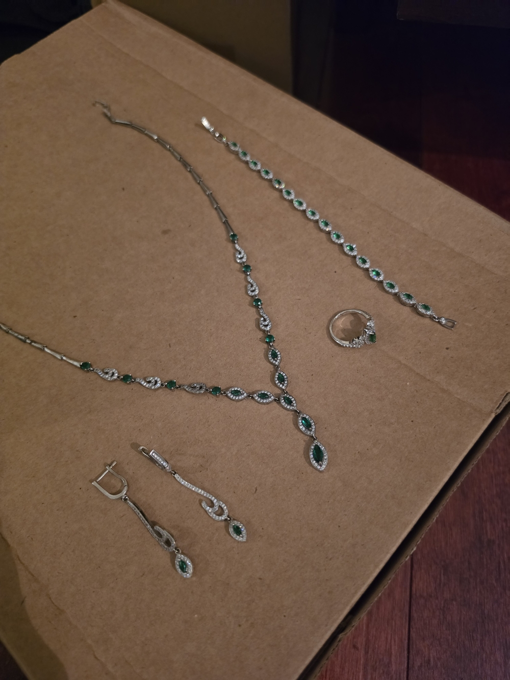 Sterling Silver Emerald-Accent Necklace, Bracelet, Earrings & Ring Set